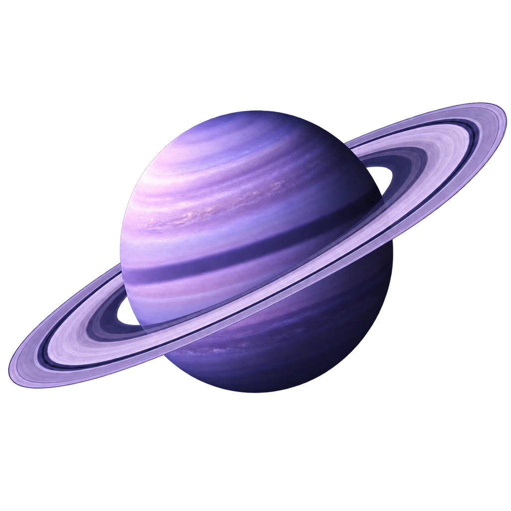 Saturno, planeta lilás com anéis